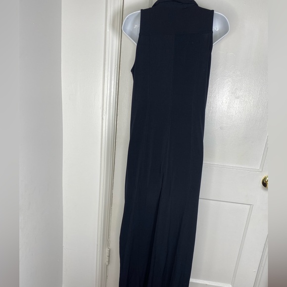 Michael Kors Midnight Blue Maxi Dress with Gold Buttons missing string belt - Picture 5 of 8